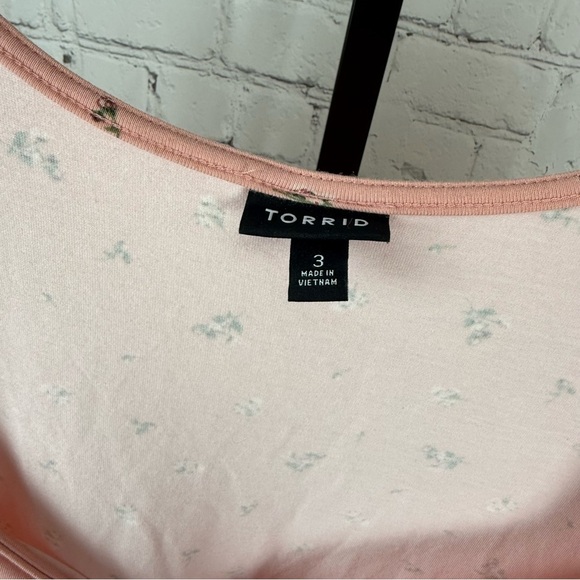 Torrid Mini Bow Front Dress Pink Floral Size 3X - Picture 3 of 7